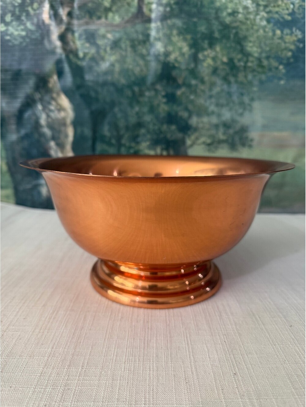 Vintage Copper Offering Bowl - pedestal bowl